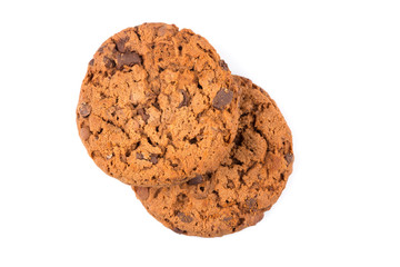 Chocolate chip cookies isolated on white