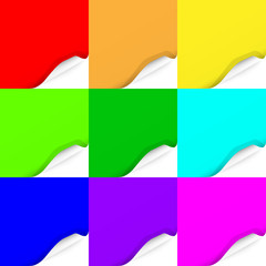 Obraz premium Set of Curled Colorful Paper Square Sheets