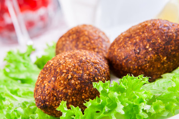 Icli kofta. Turkish dish. Meatballs with bulgur