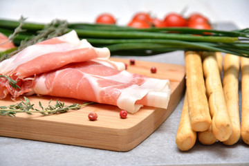 Sliced prosciutto ham