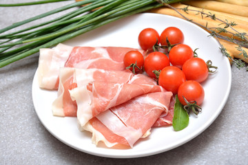 Sliced prosciutto ham