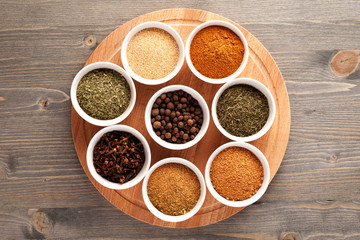 Set of spices top view