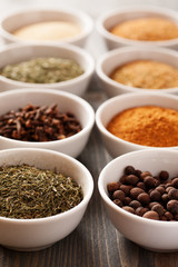 Two rows of colored spices