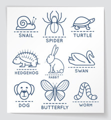 Set of outline style animals. EPS10.