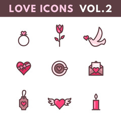 Valentines Day and wedding icons