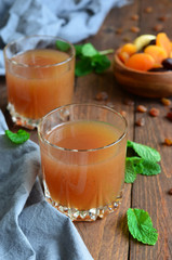 Dried Fruit Drink on a wooden background