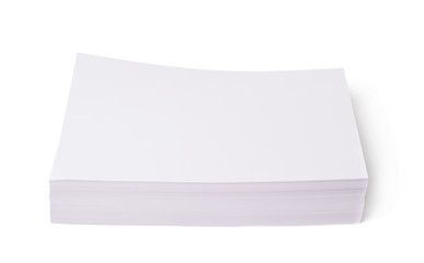 Pile of office paper sheets isolated