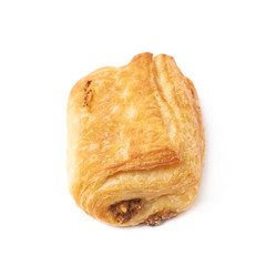 Meat filled pastry bun isolated