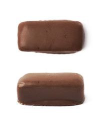 Chocolate coated candy bar isolated