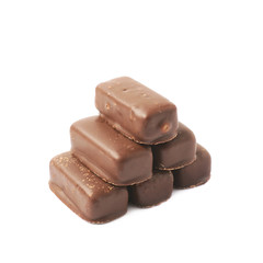 Chocolate coated candy bar isolated