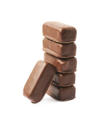Chocolate coated candy bar isolated
