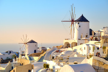 Oia Santorini - 31 August, 2015: Scenic view of Oia village hous