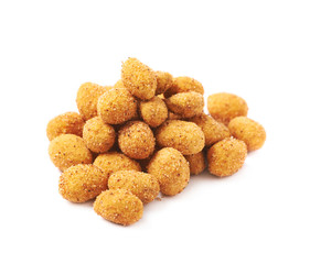 Pile of crunchy coated nuts isolated