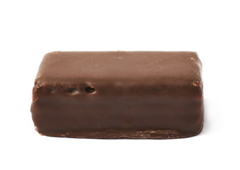 Chocolate coated candy bar isolated