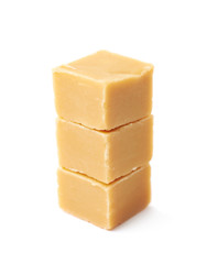 Almond butter toffee cube isolated
