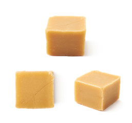 Almond butter toffee cube isolated