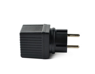 Black plastic adapter isolated