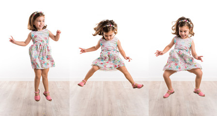 Girl jumping in studio