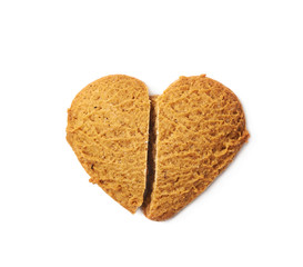 Heart shaped broken cookie isolated