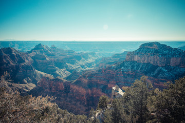 North rim Grand canyon view in vintage style