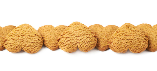 Line made of heart shaped cookies
