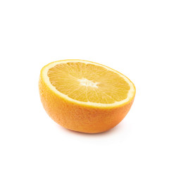 Cut half of an orange fruit isolated