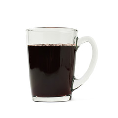 Glass mug filled with mulled wine isolated