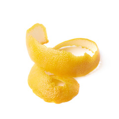 Curl of orange peel isolated