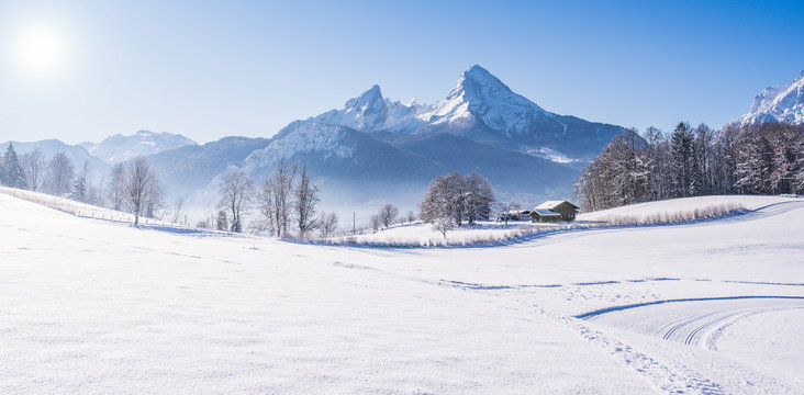 Fototapeta Berchtesgaden im Winter, Watzmann, Bayern, Deutschland