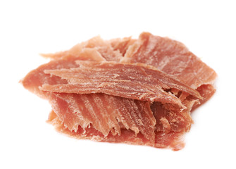 Pile of jamon slices isolated