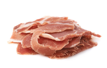 Pile of jamon slices isolated