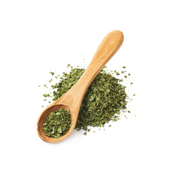 Pile of dried coriander isolated