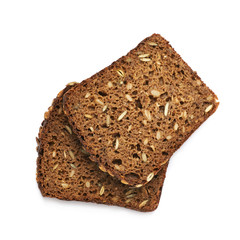 Black bread slices isolated