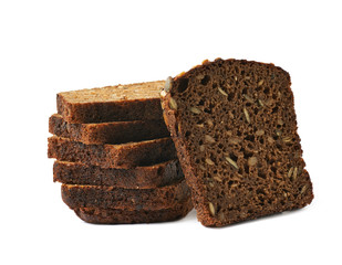 Black bread slices stack isolated