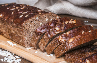 Black bread with nuts and sunflower seeds