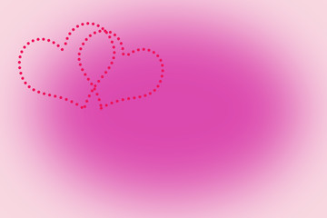 lilac background with outlines of two hearts in the upper right corner
