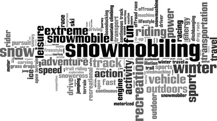 Snowmobiling word cloud concept. Vector illustration