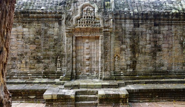 The Ta Prohm (Taprom) temple in the jungle near Angkor, Cambodia 


