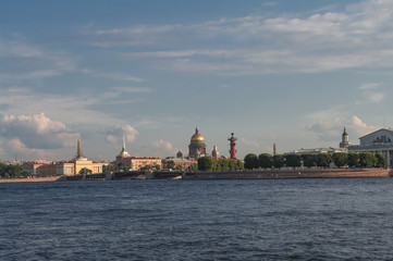 Fototapeta na wymiar Vew of the town from Neva river, Saint Petersburg, Russia, summe