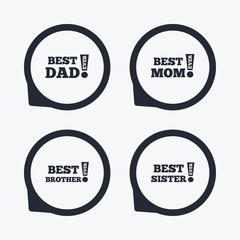 Best mom and dad, brother, sister icons.
