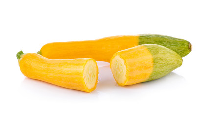 Fresh yellow and green zucchini on white background