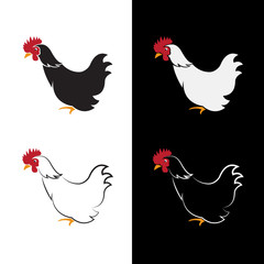 Vector image of an chicken design on white background and black