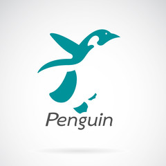 Vector image of an penguin design on white background