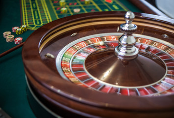 Picture of a classic casino roulette wheel. 