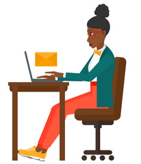 Woman receiving email.