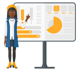 Woman presenting report.