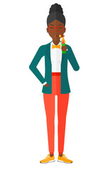 Woman smoking cigar.