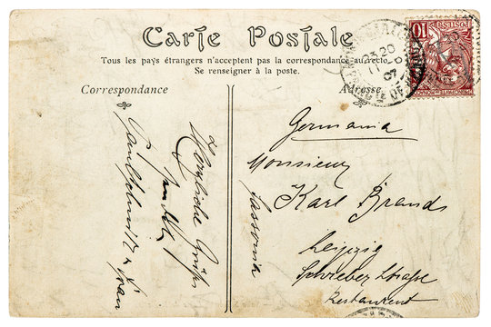 Used vintage handwritten postcard letter