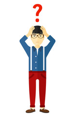 Bankrupt clutching his head.