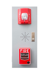Push button switch fire isolate on white